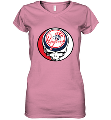 New York Yankees Grateful Dead Steal Your Face Baseball Womens V-Neck T-Shirt Womens V-Neck T-Shirt - VeigarTee