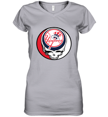 New York Yankees Grateful Dead Steal Your Face Baseball Womens V-Neck T-Shirt Womens V-Neck T-Shirt - VeigarTee