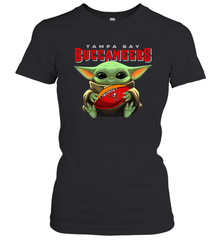 Baby Yoda Loves The Tampa Bay Buccaneers Star Wars Baby Yoda Hugs Buccaneers NFL Womens T-Shirt Womens T-Shirt - VeigarTee