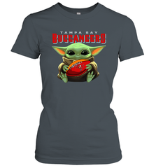 Baby Yoda Loves The Tampa Bay Buccaneers Star Wars Baby Yoda Hugs Buccaneers NFL Womens T-Shirt Womens T-Shirt - VeigarTee