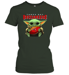 Baby Yoda Loves The Tampa Bay Buccaneers Star Wars Baby Yoda Hugs Buccaneers NFL Womens T-Shirt Womens T-Shirt - VeigarTee