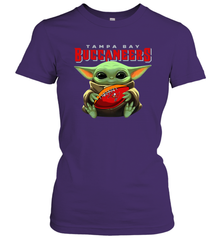 Baby Yoda Loves The Tampa Bay Buccaneers Star Wars Baby Yoda Hugs Buccaneers NFL Womens T-Shirt Womens T-Shirt - VeigarTee