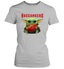 Baby Yoda Loves The Tampa Bay Buccaneers Star Wars Baby Yoda Hugs Buccaneers NFL Womens T-Shirt Womens T-Shirt - VeigarTee