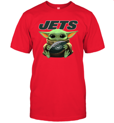 Baby Yoda Loves The New York Jets Star Wars Baby Yoda Hugs Jets NFL Mens T-Shirt Mens T-Shirt - VeigarTee