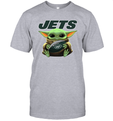 Baby Yoda Loves The New York Jets Star Wars Baby Yoda Hugs Jets NFL Mens T-Shirt Mens T-Shirt - VeigarTee