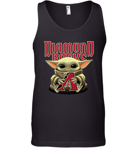 Baby Yoda Hugs Loves The Arizona Diamondbacks Baseball Mens Tank Top Mens Tank Top / Black / XS Mens Tank Top - VeigarTee