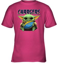 Baby Yoda Loves The Los Angeles Chargers Star Wars Baby Yoda Hugs Chargers NFL Youth T-Shirt Youth T-Shirt - VeigarTee