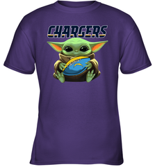 Baby Yoda Loves The Los Angeles Chargers Star Wars Baby Yoda Hugs Chargers NFL Youth T-Shirt Youth T-Shirt - VeigarTee