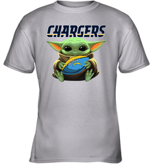 Baby Yoda Loves The Los Angeles Chargers Star Wars Baby Yoda Hugs Chargers NFL Youth T-Shirt Youth T-Shirt - VeigarTee