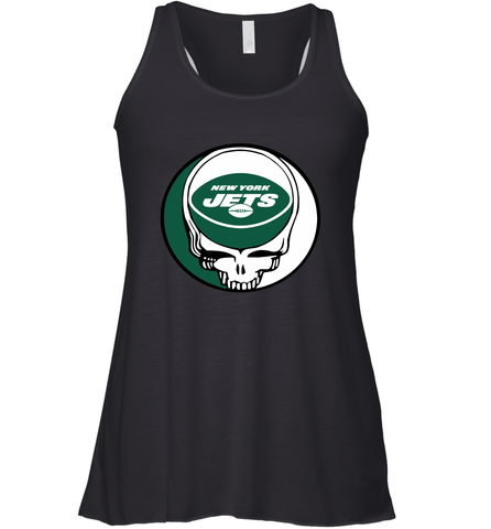 New York Jets Grateful Dead Steal Your Face NFL Football Womens Racerback Tank Top Womens Racerback Tank Top / Black / XS Womens Racerback Tank Top - VeigarTee
