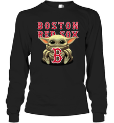 Baby Yoda Hugs Loves The Boston Red Sox Baseball Adult Long Sleeve T-Shirt Adult Long Sleeve T-Shirt - VeigarTee