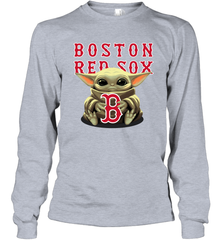 Baby Yoda Hugs Loves The Boston Red Sox Baseball Adult Long Sleeve T-Shirt Adult Long Sleeve T-Shirt - VeigarTee