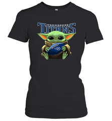 Baby Yoda Loves The Tennessee Titans Star Wars Baby Yoda Hugs Titans NFL Womens T-Shirt Womens T-Shirt - VeigarTee