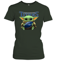 Baby Yoda Loves The Tennessee Titans Star Wars Baby Yoda Hugs Titans NFL Womens T-Shirt Womens T-Shirt - VeigarTee