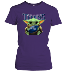 Baby Yoda Loves The Tennessee Titans Star Wars Baby Yoda Hugs Titans NFL Womens T-Shirt Womens T-Shirt - VeigarTee