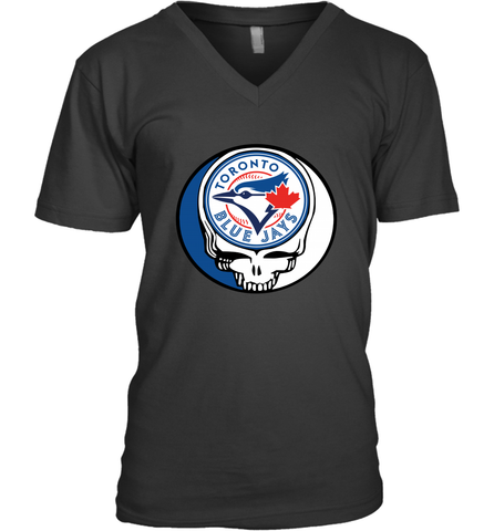 Toronto Blue Jays Grateful Dead Steal Your Face Baseball Mens V-Neck T-Shirt Mens V-Neck T-Shirt / Black / S Mens V-Neck T-Shirt - VeigarTee