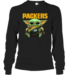 Baby Yoda Loves The Green Bay Packers Star Wars Baby Yoda Hugs Packers NFL Adult Long Sleeve T-Shirt Adult Long Sleeve T-Shirt - VeigarTee