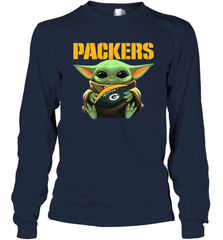 Baby Yoda Loves The Green Bay Packers Star Wars Baby Yoda Hugs Packers NFL Adult Long Sleeve T-Shirt Adult Long Sleeve T-Shirt - VeigarTee