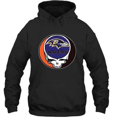 Baltimore Ravens Grateful Dead Steal Your Face NFL Football Adult Hoodie Sweatshirt Adult Hoodie Sweatshirt / Black / S Adult Hoodie Sweatshirt - VeigarTee