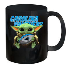 Baby Yoda Loves The Carolina Panthers Star Wars Baby Yoda Hugs Panthers NFL Ceramic Mug 11oz Ceramic Mug 11oz - VeigarTee