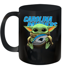 Baby Yoda Loves The Carolina Panthers Star Wars Baby Yoda Hugs Panthers NFL Ceramic Mug 11oz Ceramic Mug 11oz - VeigarTee