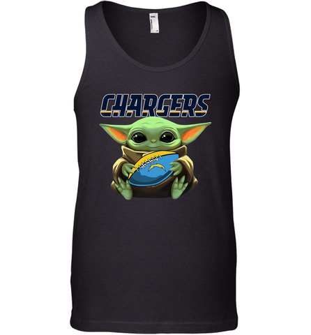 Baby Yoda Loves The Los Angeles Chargers Star Wars Baby Yoda Hugs Chargers NFL Mens Tank Top Mens Tank Top / Black / XS Mens Tank Top - VeigarTee