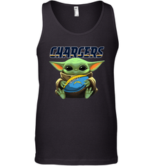 Baby Yoda Loves The Los Angeles Chargers Star Wars Baby Yoda Hugs Chargers NFL Mens Tank Top Mens Tank Top - VeigarTee