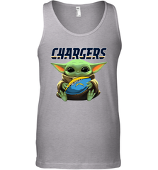 Baby Yoda Loves The Los Angeles Chargers Star Wars Baby Yoda Hugs Chargers NFL Mens Tank Top Mens Tank Top - VeigarTee
