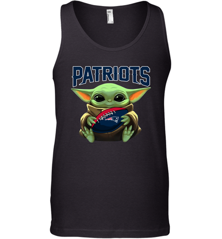 Baby Yoda Loves The New England Patriots Star Wars Baby Yoda Hugs Patriots NFL Mens Tank Top Mens Tank Top / Black / XS Mens Tank Top - VeigarTee