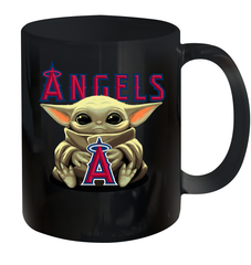 Baby Yoda Hugs Loves The Los Angeles Angels Baseball Ceramic Mug 11oz Ceramic Mug 11oz - VeigarTee
