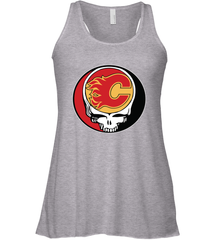 Calgary Flames Grateful Dead Steal Your Face Hockey NHL Womens Racerback Tank Top Womens Racerback Tank Top - VeigarTee
