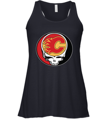 Calgary Flames Grateful Dead Steal Your Face Hockey NHL Womens Racerback Tank Top Womens Racerback Tank Top - VeigarTee
