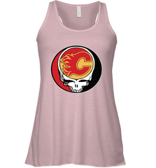 Calgary Flames Grateful Dead Steal Your Face Hockey NHL Womens Racerback Tank Top Womens Racerback Tank Top - VeigarTee