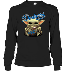 Baby Yoda Hugs Loves The Los Angeles Dodgers Baseball Adult Long Sleeve T-Shirt Adult Long Sleeve T-Shirt - VeigarTee