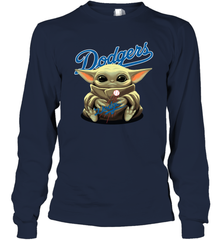Baby Yoda Hugs Loves The Los Angeles Dodgers Baseball Adult Long Sleeve T-Shirt Adult Long Sleeve T-Shirt - VeigarTee