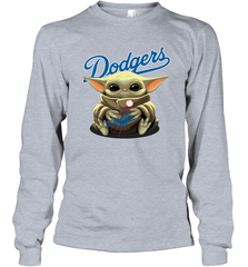 Baby Yoda Hugs Loves The Los Angeles Dodgers Baseball Adult Long Sleeve T-Shirt Adult Long Sleeve T-Shirt - VeigarTee