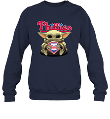 Baby Yoda Hugs Loves The Philadelphia Phillies Baseball Adult Sweatshirt Adult Sweatshirt - VeigarTee