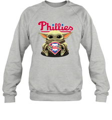 Baby Yoda Hugs Loves The Philadelphia Phillies Baseball Adult Sweatshirt Adult Sweatshirt - VeigarTee