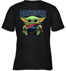 Baby Yoda Loves The New England Patriots Star Wars Baby Yoda Hugs Patriots NFL Youth T-Shirt