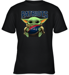 Baby Yoda Loves The New England Patriots Star Wars Baby Yoda Hugs Patriots NFL Youth T-Shirt Youth T-Shirt - VeigarTee