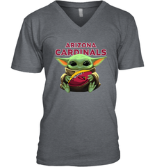 Baby Yoda Loves The Arizona Cardinals Star Wars Baby Yoda Hugs Cardinals NFL Mens V-Neck T-Shirt Mens V-Neck T-Shirt - VeigarTee