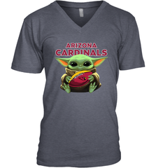 Baby Yoda Loves The Arizona Cardinals Star Wars Baby Yoda Hugs Cardinals NFL Mens V-Neck T-Shirt Mens V-Neck T-Shirt - VeigarTee