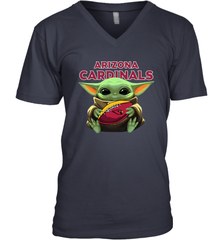 Baby Yoda Loves The Arizona Cardinals Star Wars Baby Yoda Hugs Cardinals NFL Mens V-Neck T-Shirt Mens V-Neck T-Shirt - VeigarTee