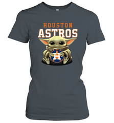 Baby Yoda Hugs Loves The Houston Astros Baseball Womens T-Shirt Womens T-Shirt - VeigarTee
