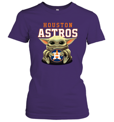 Baby Yoda Hugs Loves The Houston Astros Baseball Womens T-Shirt Womens T-Shirt - VeigarTee
