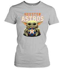 Baby Yoda Hugs Loves The Houston Astros Baseball Womens T-Shirt Womens T-Shirt - VeigarTee