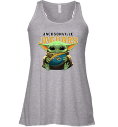 Baby Yoda Loves The Jacksonville Jaguars Star Wars Baby Yoda Hugs Jaguars NFL Womens Racerback Tank Top