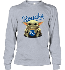 Baby Yoda Hugs Loves The Kansas City Royals Baseball Adult Long Sleeve T-Shirt Adult Long Sleeve T-Shirt - VeigarTee