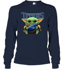 Baby Yoda Loves The Tennessee Titans Star Wars Baby Yoda Hugs Titans NFL Adult Long Sleeve T-Shirt Adult Long Sleeve T-Shirt - VeigarTee