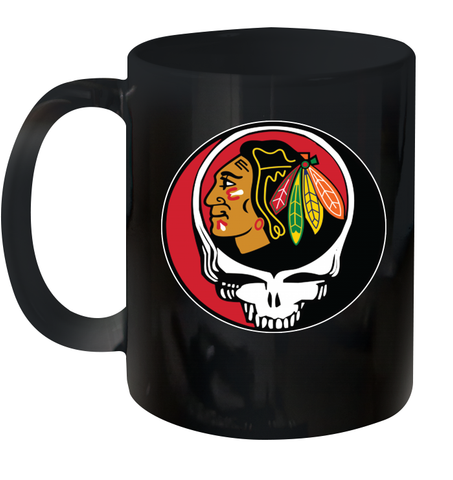 Chicago Blackhawks Grateful Dead Steal Your Face Hockey NHL Ceramic Mug 11oz Ceramic Mug 11oz / Black / 11oz Ceramic Mug 11oz - VeigarTee